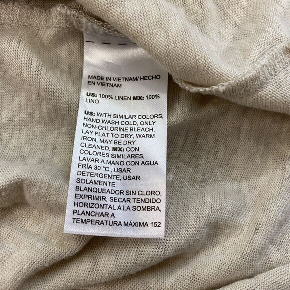 Chicos Top Size 4 100% Linen Floral Tropical Coastal Scoop Neck Beige Tan XXL 2X - Picture 8 of 10